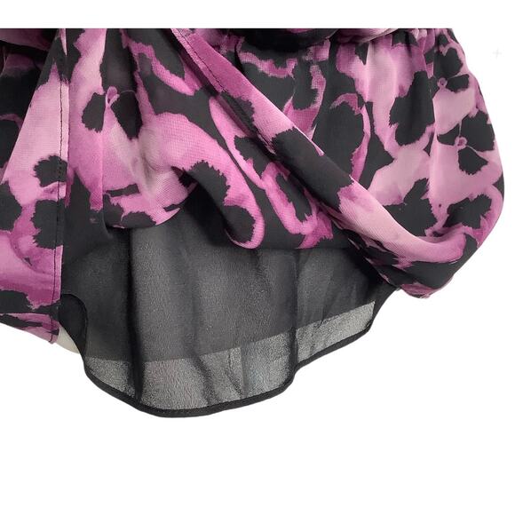 LC Lauren Conrad Purple Floral Sleeveless Top Elastic Waist Beading Lined Medium - Picture 4 of 8